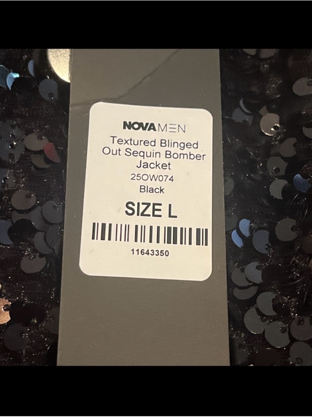 Fashion Nova Textured Blinged Out Sequin Bomber Jacket Size L - Picture 3 of 4